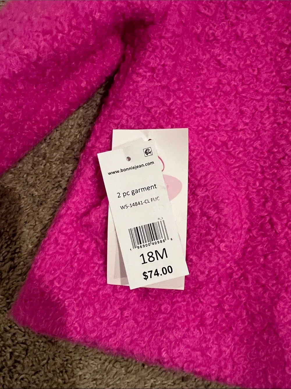 Bonnie Baby Bright Pink Faux-Sherpa Pea Coat